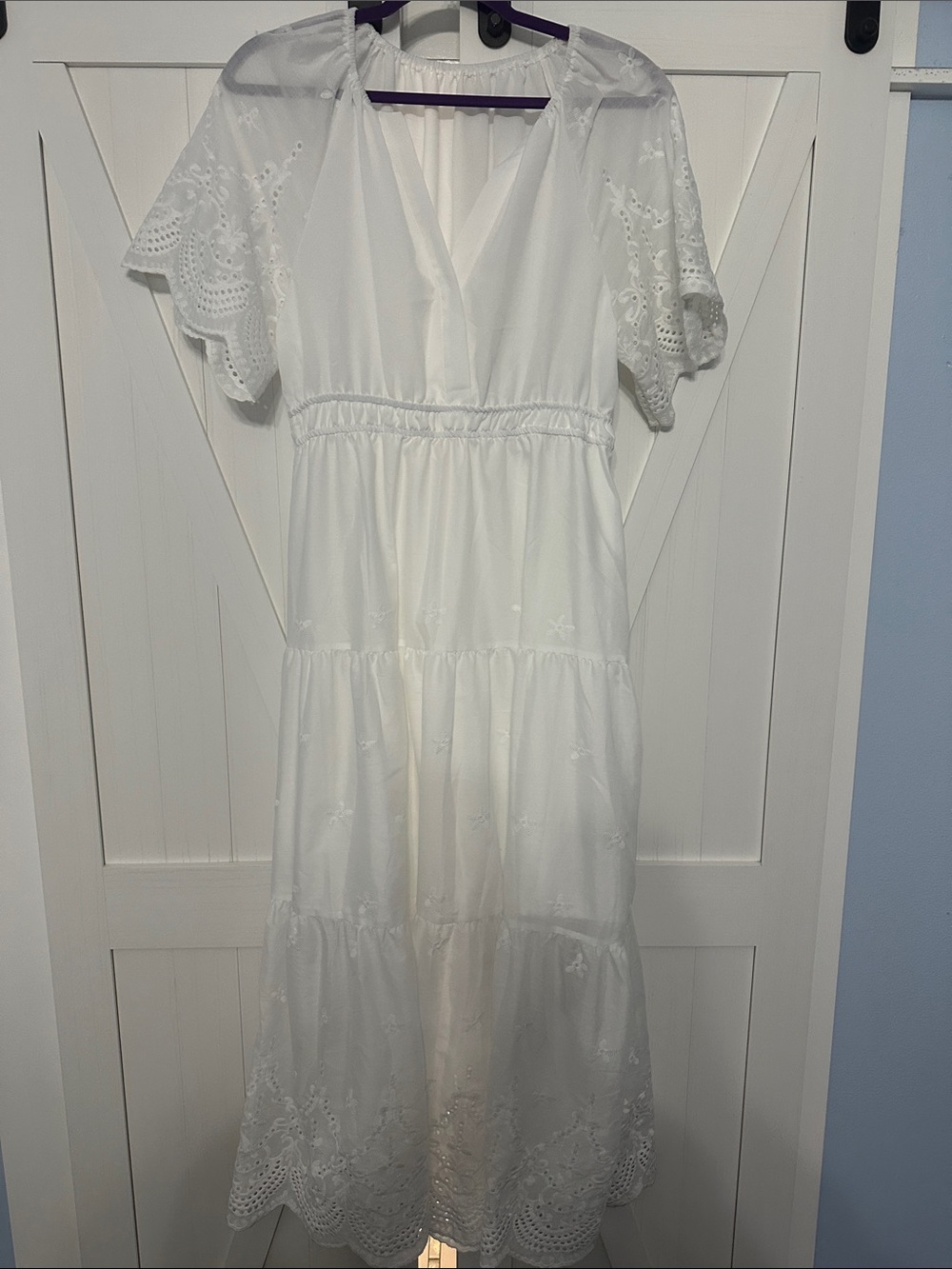 White Eyelet Tiered Kids Dress - Classic Summer Style
